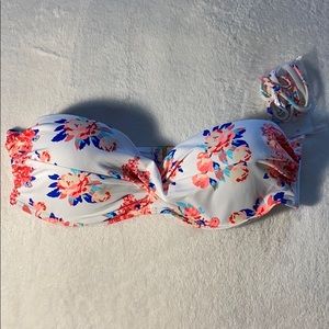 NWT Floral Push Up Bandeau Bikini Top